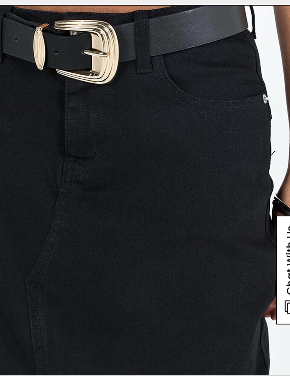 NWT • PRINCESS POLLY • Black Front Slit Denim Maxi Skirt • NEW WITH TAGS - Picture 7 of 10